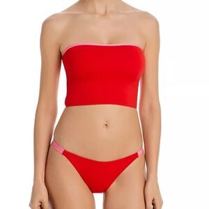 Aqua Swim Women's Red Lace-Up Cropped Tankini & Bikini Set Size M/L